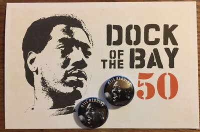 Otis Redding - 1 inch button badge x2 + Postcard, Dock Of The Bay Sessions promo