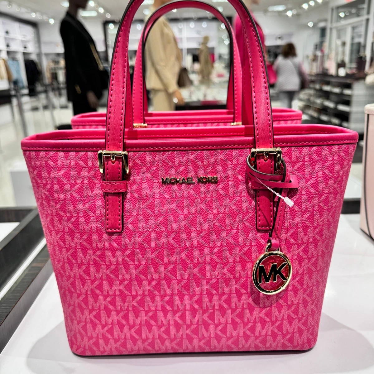 Pink michael kors jet set tote hotsell