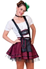 Bordeaux Bayern Dirndl Oktoberrock Trachtenrock Kleid Weinrot-Schwarz 36-46