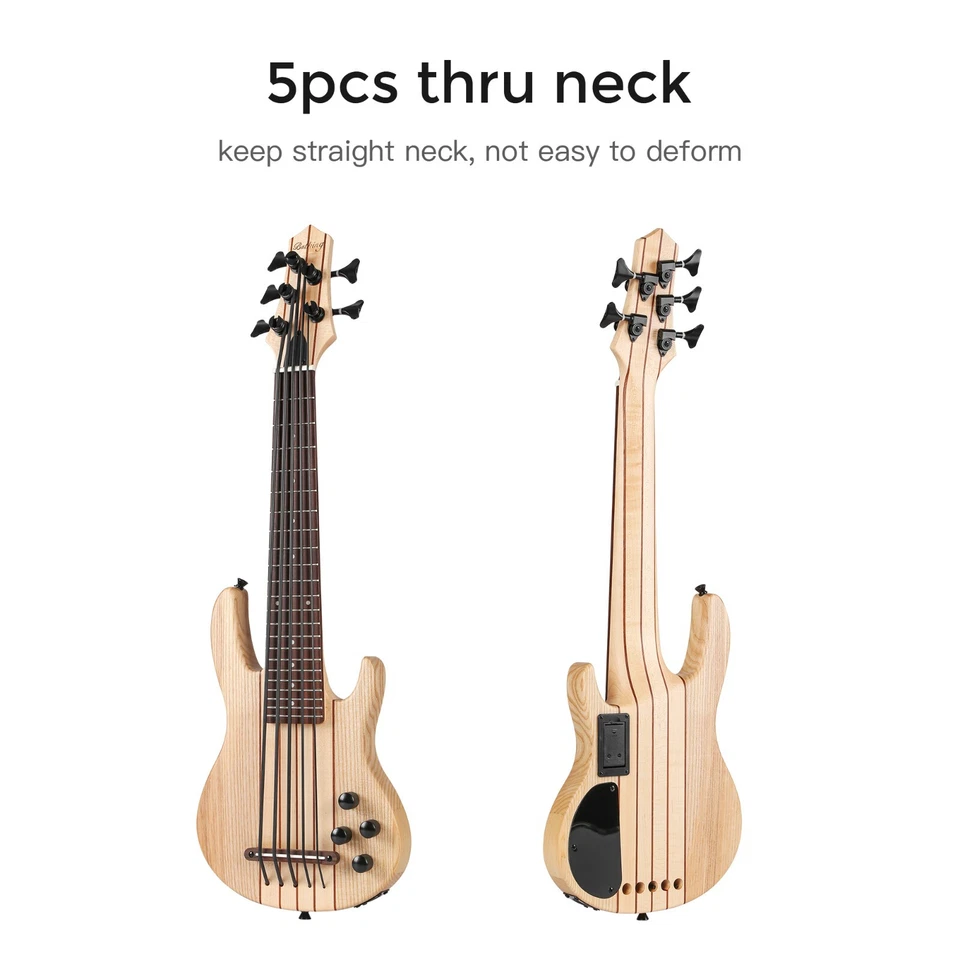 5-струнная укулеле MiNi электрический бас гриф через пепельное дерево корпус бас укэ с мягкой сумкой - Изображение 2 из 4