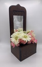 R&J NOBLE Antique Wall Or Dresser Wooden Vanity With Attached Box & Mirror 20”