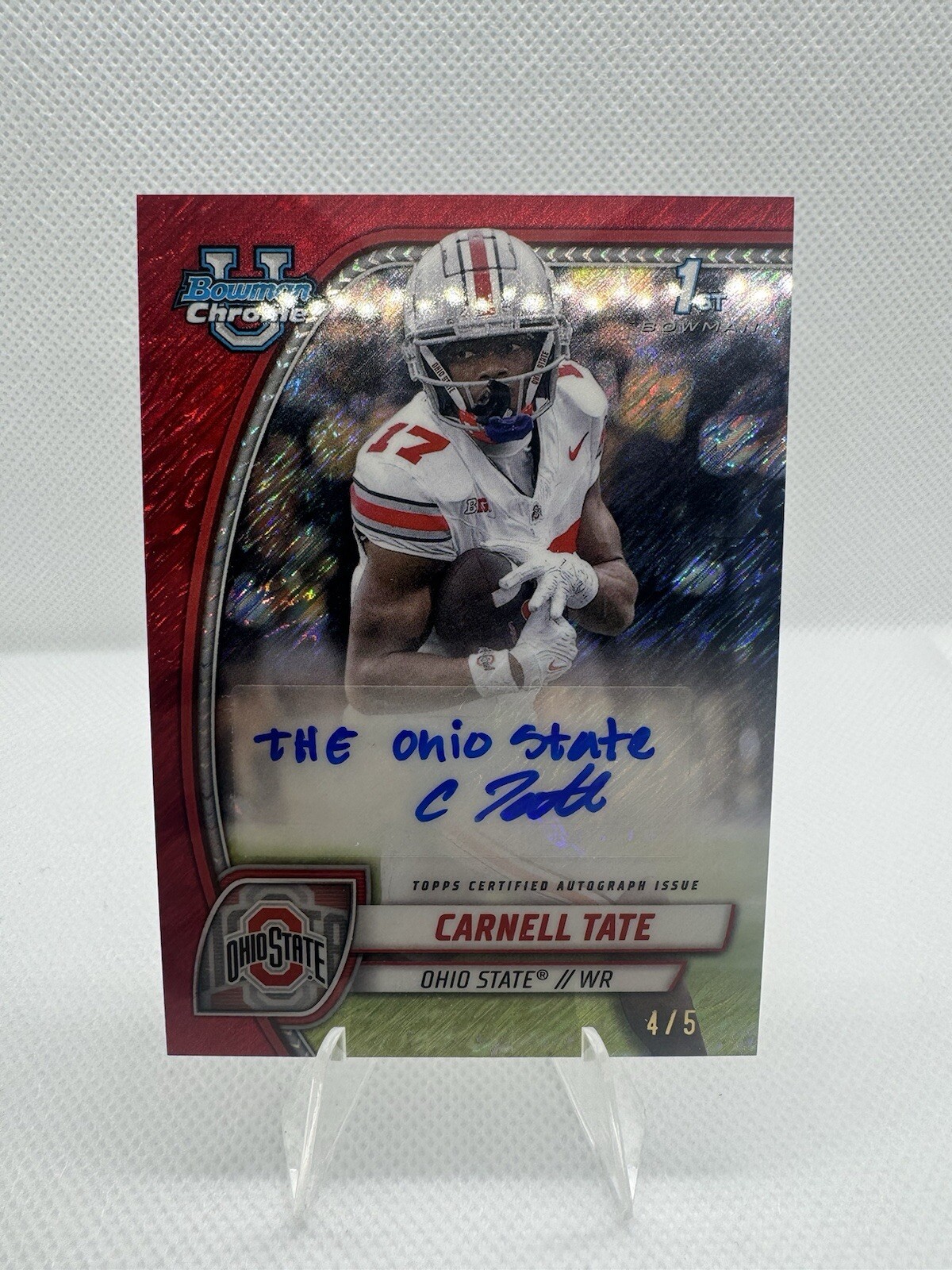 2024 Bowman Chrome U Carnell Tate Red Shimmer Auto /5 - THE Ohio State🔥