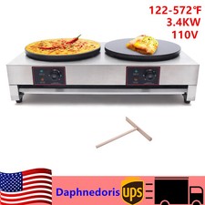Commercial Dual-head Electric Crepe Maker Machine,16" Pancake Baking Machine USA