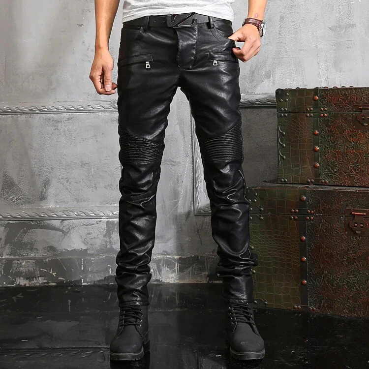 Men's Punk Patent Leather Chain Pants – Punk Design