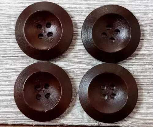 boho dark wood sewing buttons crafts 4 holes brown 3/4 inch set