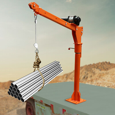 #ad 1100 LB Truck Mounted Crane Hoist w 12v Electric Winch Pickup Truck Jib Cranes $313.37