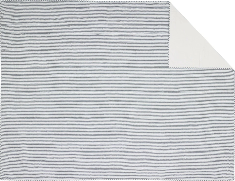 Синее стеганое одеяло в полоску из хлопка ручной работы для фермерского дома постельное белье пилорама - Изображение 2 из 4