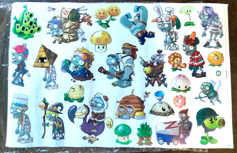 Plants vs. Zombies 23" x 15" Sticker Sheet w/29 Stickers - NEW