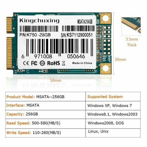 mSATA SSD SATA III 512GB 128GB 256GB Internal Solid State Drive Mini SATA - Picture 6 of 9