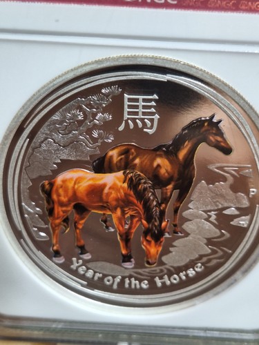 AUSTRALIA 2014 YEAR OF HORSE PR DEEP CAMEO 70 by PCGS 1/2 OZ SILVER - Picture 2 of 9