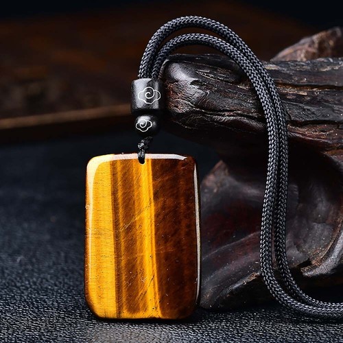 Natürliches Tigerauge Halskette Anhänger Kristall Schmuck für Herren Damen Amulett Anhänger - Bild 2 von 5