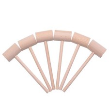 6 Pcs Wooden Crab Lobster Mallets Seafood Hammers Solid Natural Beechwood