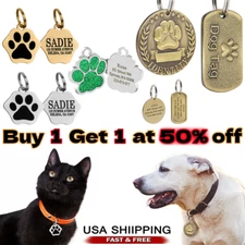 Pet ID Tag Custom Engraved Personalized Dog Cat Name Tages Double Side