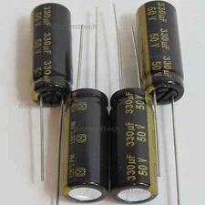 4x Panasonic FM 330uF 50v Low-ESR radial capacitors caps 105C 10mm 10x25