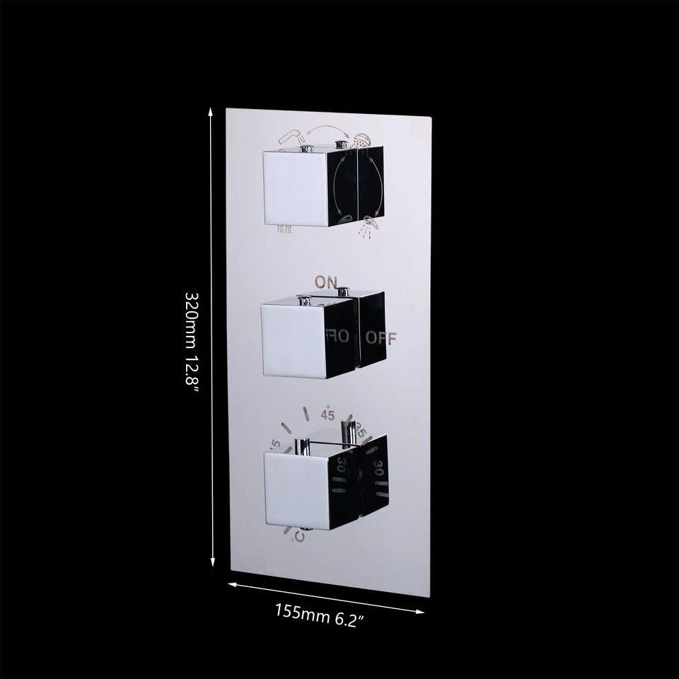 Set Rubinetto Doccia 24" LED Testina Pioggia Termostatica 6 Massaggio Corpo Getto Mixer Rubinetto - Immagine 3 di 4