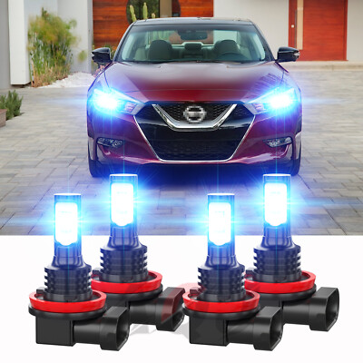 4x H11 H9 LED Headlight Super Bright Bulbs Kit 8000K blue 330000LM High/Low Beam