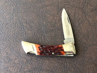 1980's SCHRADE WOSTENHOLM I*XL KNIFE W/ BOX, PAPERS AND LEATHER