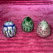 Vintage Floral Millefiori Style Wax Egg Shape Candle Set of 3 unused-new