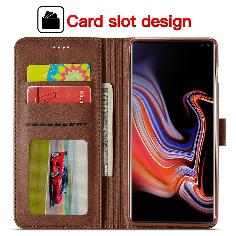 Leather Case For Samsung S25 S24 S23 S22 Ultra S21 A16 A56 A55 Flip Wallet Cover - Image 3 of 4