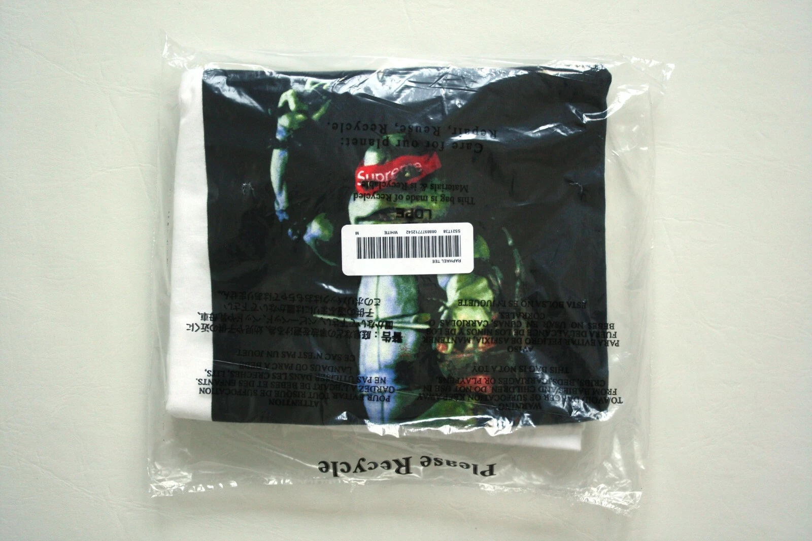 ***** T shirt photo Supreme Raphael   blanc moyen M SS21 nouvelle boîte logo TMNT *****