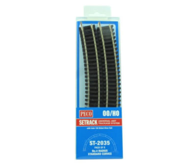 Peco HO Scale ST-2035 22½'' Radius Curved Sectional Track Code 100 Silver ~ 8 Pcs