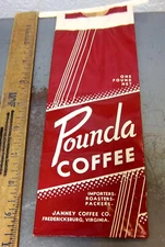  Vintage 1940s Pounda coffee bag (empty), great colors, janney Coffee Company