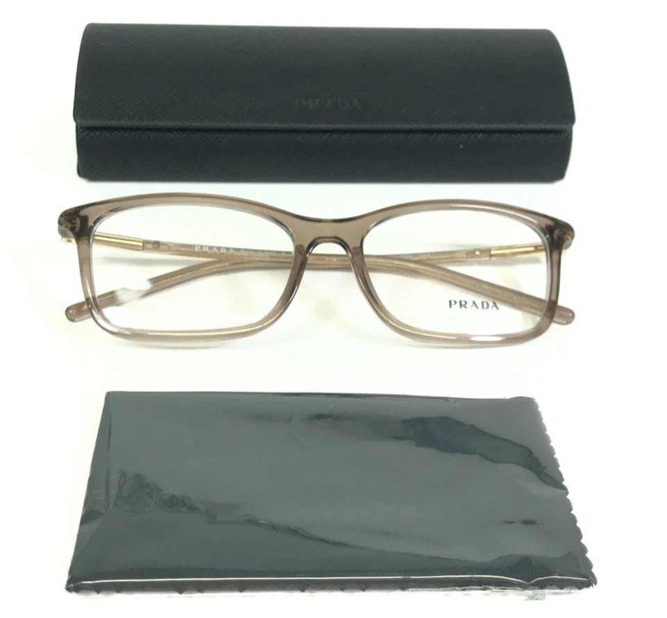 PRADA Eyeglasses Frames VPR 16W 05N-1O1 Clear Honey Gold Cat Eye 54-17-140 - Image 2 of 4