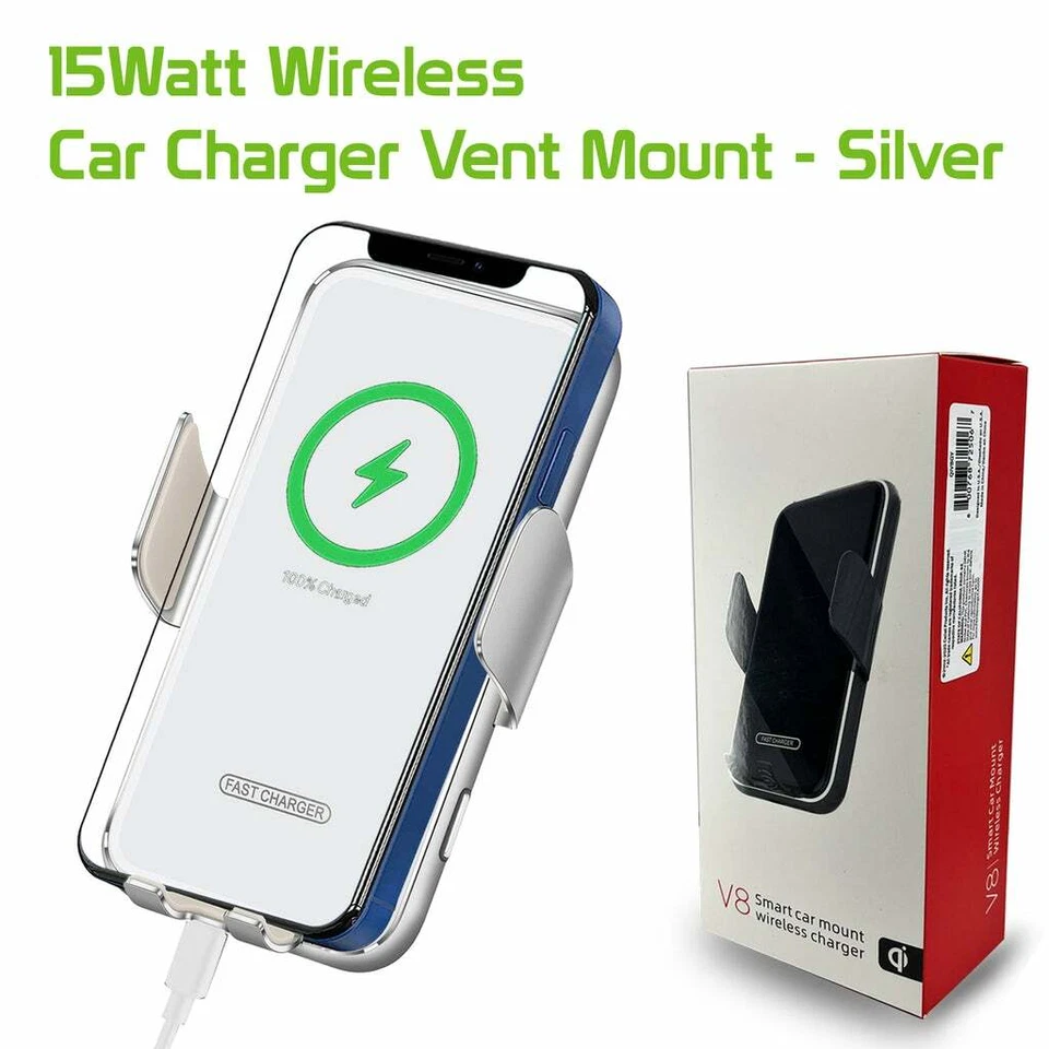 QI Wireless Car Charger Air Vent Phone Holder Mount Fast Charging 15W Universal - Image 2 of 4
