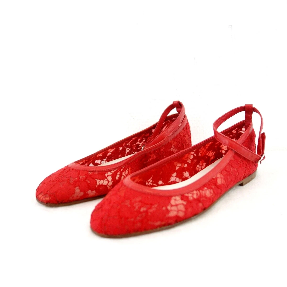 Caiman Donna Bassi Scarpe Estive Ballerine Loafer Rosso Stoffa