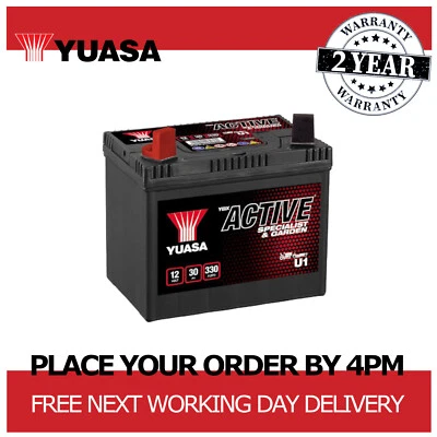 12V Lawn and Garden Battery, Yuasa U1, 30Ah 330CCA for ride-on mowers, kit cars