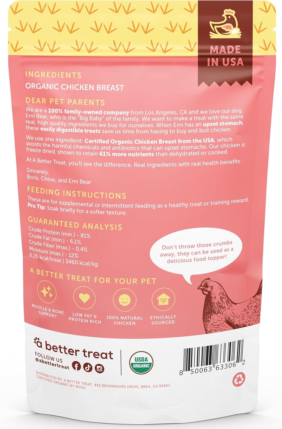 A Better Treat – Organic Freeze Dried Chicken Breast Dog 2 Ounce (Pack of 1) 