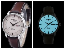 Zeppelin Automatic Atlantic Beige Lume Dial 8466-5 Date Day Men's Watch