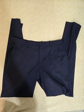 Theory Men  s Navy Dress Pants Size 33 Flat Front Textured Suit Trousers 33 x 31