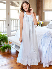 Eileen West Moonlight Sonata Long Cotton Lawn Nightgown, Blue