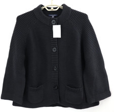 NWT LAND'S END Women's Thick Cotton Cardigan Sweater 3/4 Sleeve Black XLP 18 20