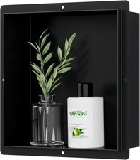 Recessed Black Shower Niche, Insert Bathroom Storage Shelf Inner Size 12" X 12"