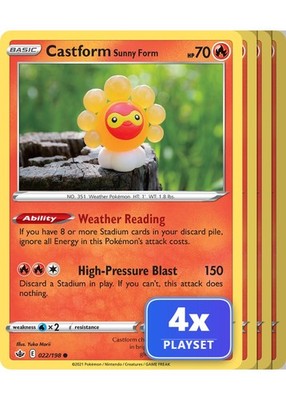 Castform Sunny Form 022/198 Chilling Reign Pokemon Card Yuka Morii NM Playset 4