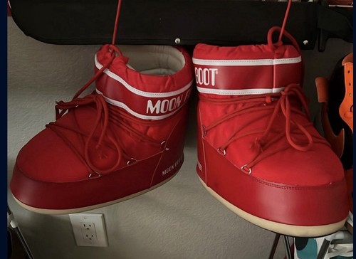 Moon Boot Red White High Top Lace Up Sneaker Men's Athletic Shoes
