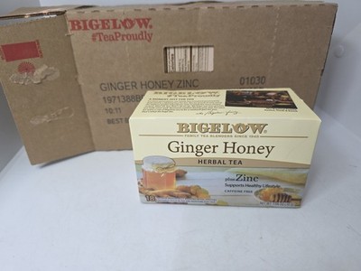 Bigelow Ginger Honey Plus Zinc Herbal Tea Caff Free 18 Tea Bag Ea.(6pack)Exp6/27