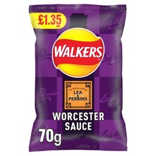 18 x Walkers Worcester Sauce Crisps 70g – Full Box – REDUCED TO CLEAR SHORT DATE