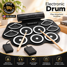 Kids Electric Drums 9-Pad Portable Electronic Drum Set Gift Birthday Christmas