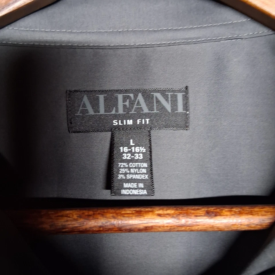 Camisa social masculina ALFANI slim fit stretch performance cinza grande 16-16.5 32-33 - Imagem 4 de 4