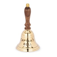 17Cm Tischglocke Captain's Bell Aus Messing Massiv Gold Handglocke Mit Holzgriff