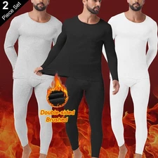 Mens Thermal Underwear Set Base Layer Long Johns Tops & Bottom Pants Undershirts