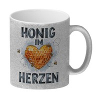 Honig Im Herzen Glitzer-Kaffeebecher Herz Honigwaben
