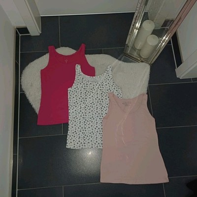 Neu sommer set 3x Tanktop S 36 38 pink rose weiß stretch Trägershirt TopZustand