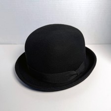 WOOL BOWLER HAT - Classic Rolled Short Brim 1920s Men Women Black OS/Medium NEW