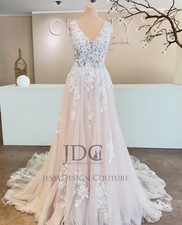 Glitter Pink Lace Wedding Dress Bridal Gown 32-60 Straps Backless Beaded