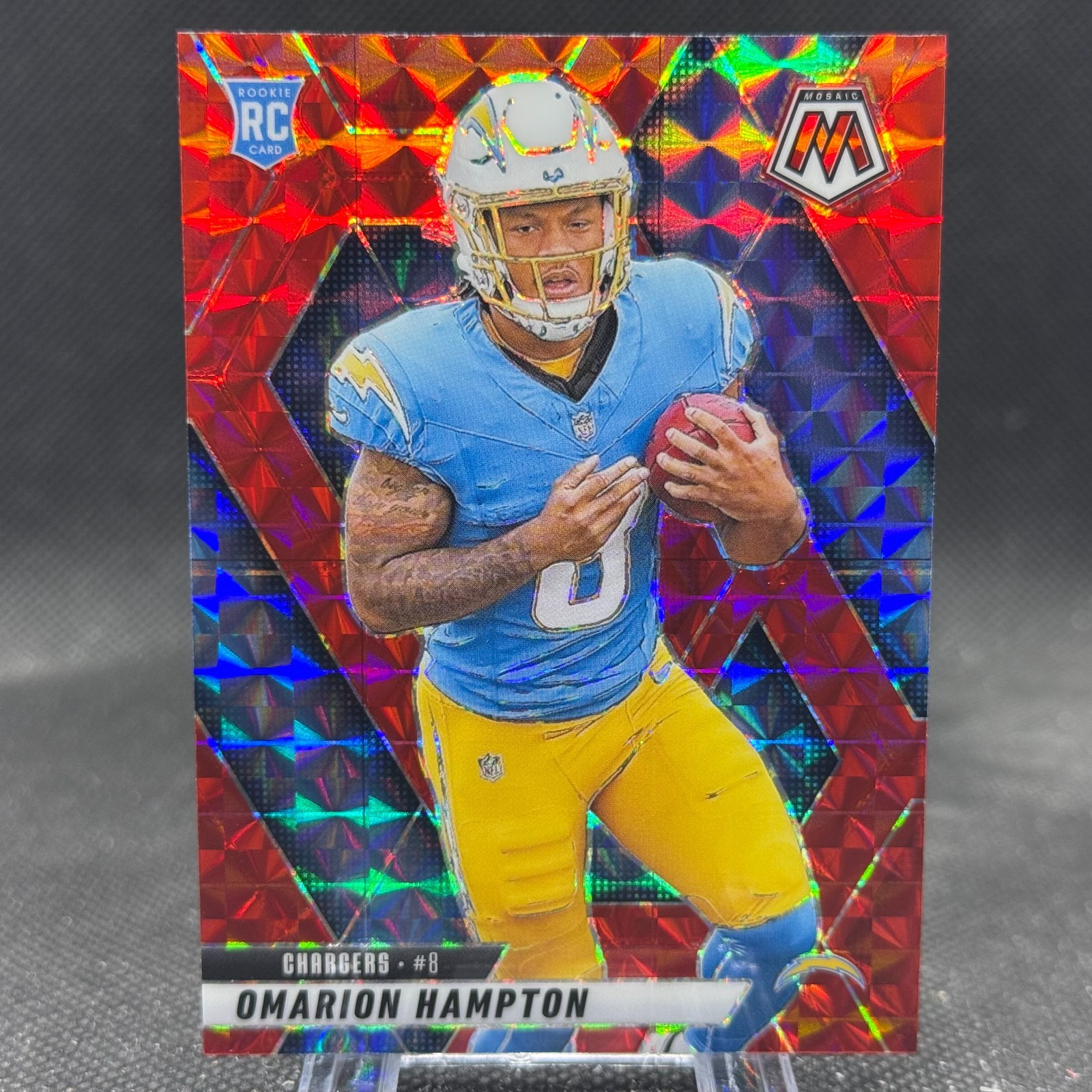 Omarion Hampton 2025 Panini Mosaic Football Rookie Red Mosaic Chargers #335