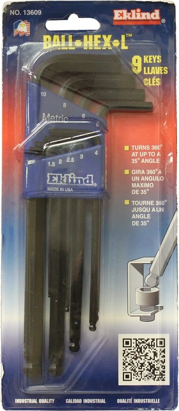 EKLIND 13609 Ball-Hex-L Key allen wrench - 9pc set Metric MM sizes 1.5-10